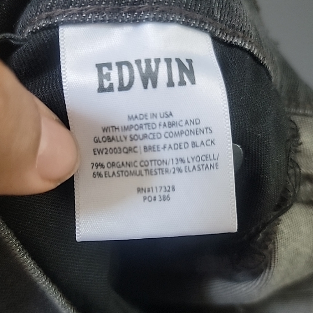 EDWIN Bree Raw HEM STRAIGHT JEANS FADED BLACK Size 27 ORGANIC COTTON USA - Picture 5 of 6